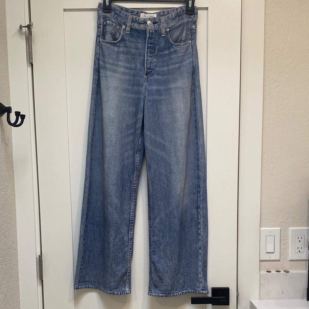 Rag & Bone Miramar Andi High Rise Crop Wide Leg Cotton Terry Sweatpant Jean 25